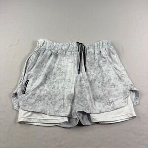 Young LA Shorts Mens Medium Gray Athletic Lined Gym Training Running